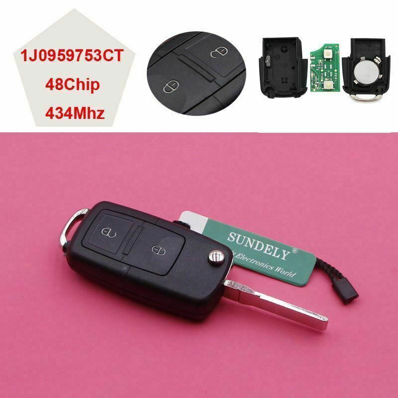 Fits Seat Ibiza 2003 - 2008 1J0 959 753 CT 434MHz ID48 2 Button Car Key Fob