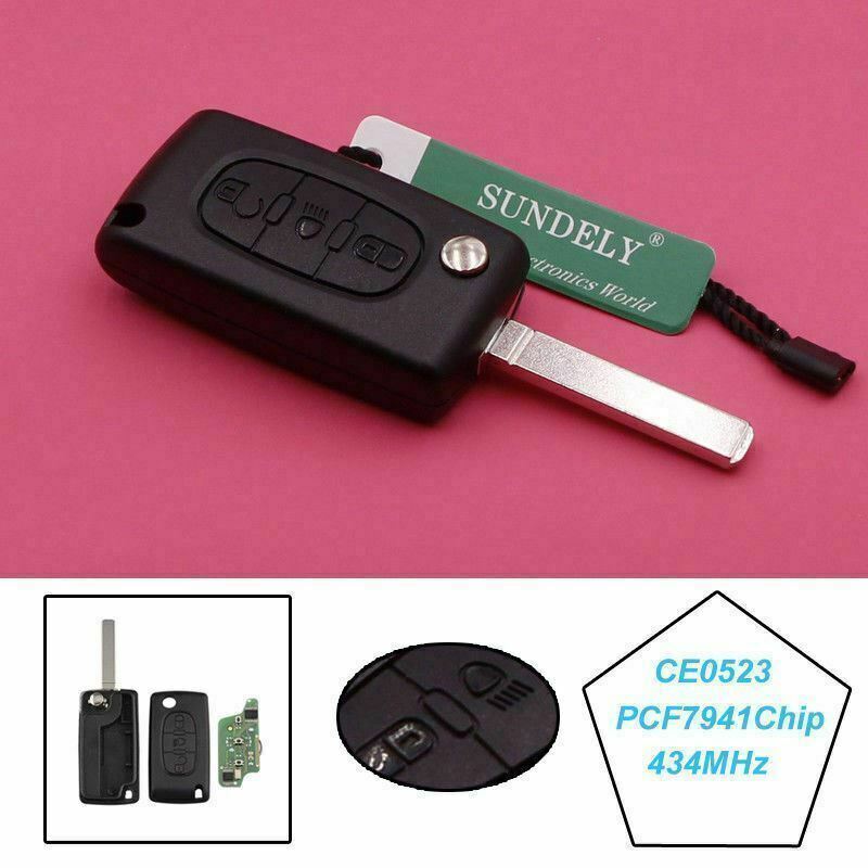 Fits Peugeot 207 307 308 407 0523 434MHz ID46 3 Button Car Key Fob