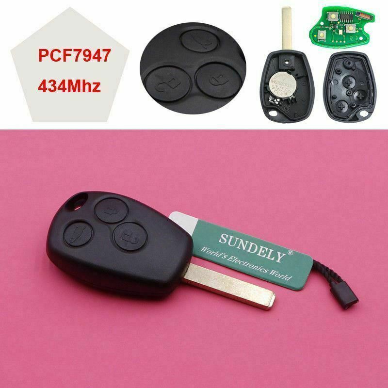 Fits Renault 434MHz PCF7947 3 Button Car Key Fob