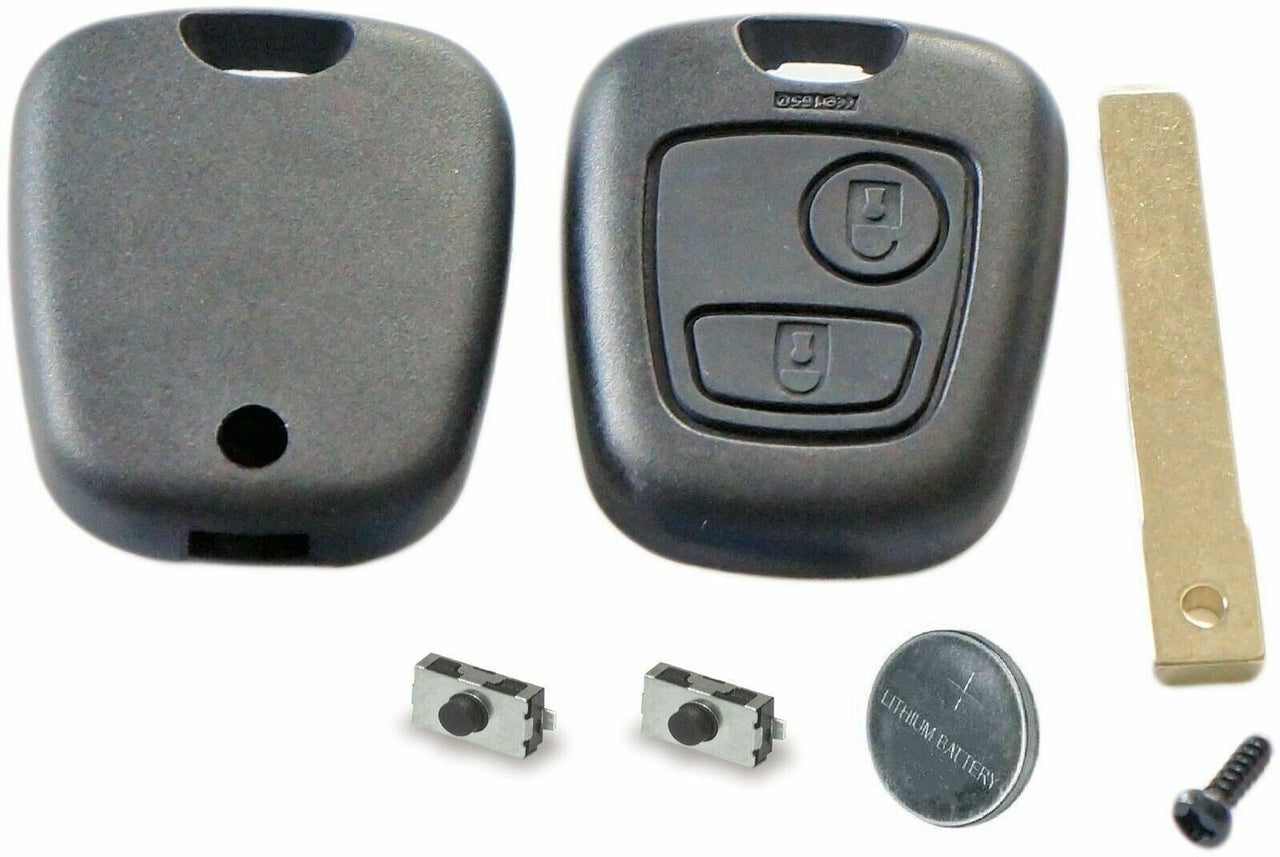 Fits Peugeot 307 Repair Kit 2 Button Remote Car Key Fob case switches & battery