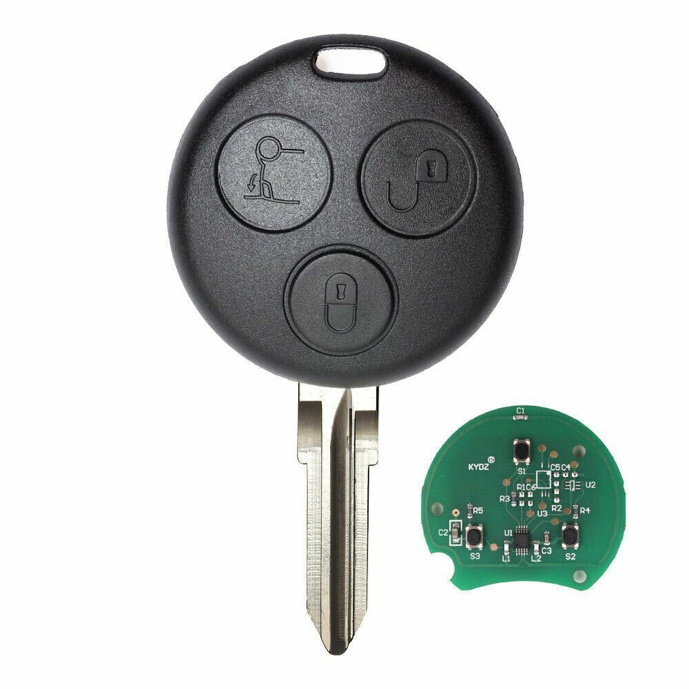 Fits Smart Fortwo Forfour City Coupe 433MHz 3 Button Remote Car Key Fob