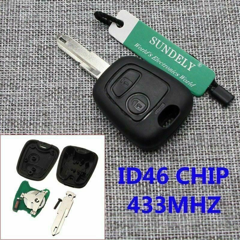 Fits Peugeot 206 2 Button 433MHz ID46 Car Key Fob