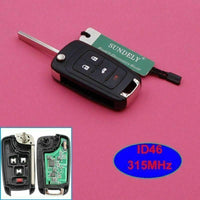 Thumbnail for Fits Chevrolet OHT01060512 315Mhz 4 Button Car Key Fob