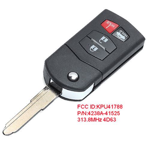 Fits Mazda 6 Sedan & RX-8 2004-2011 Fcc# KPU41788 4 Button Flip Remote Key Fob