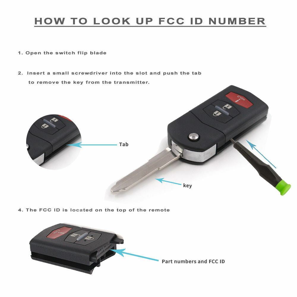 Fits Mazda 6 Sedan & RX-8 2004-2011 Fcc# KPU41788 4 Button Flip Remote Key Fob