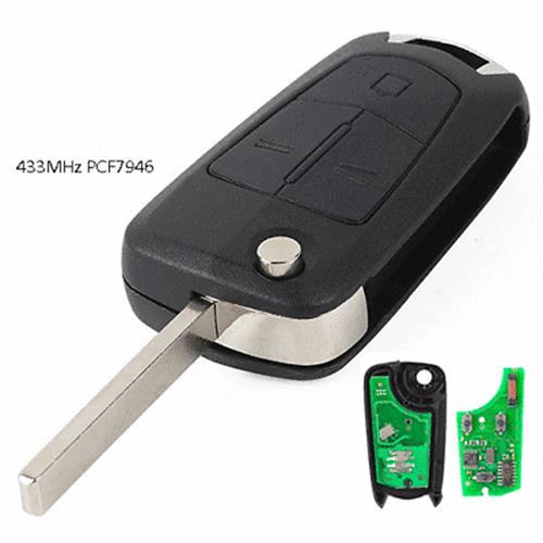 Fits Vauxhall Opel Vectra C Signum 3 Button Flip Remote Key Fob 433MHz PCF7946