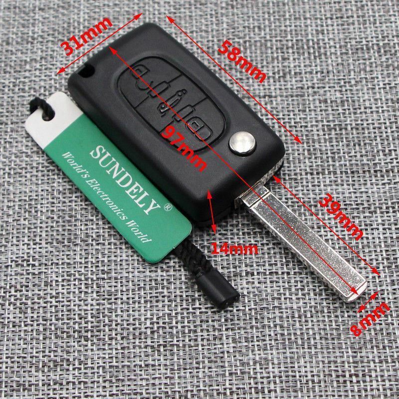 Fits Peugeot Citroen 433MHZ ID46 Chip 3 Buttons Remote Locking Key Fob Case