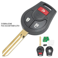 Thumbnail for Fits Nissan Rouge Cube Juke Versa CWTWB1U751 2+1 Button 315MHz ID46 Car Key Fob