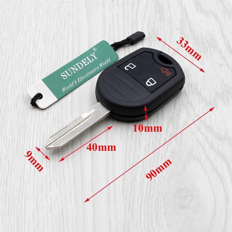 Fits Ford F150 250 350 Uncut Blade 3 Button Keyless Remote Key Fob 63chip 80Bit