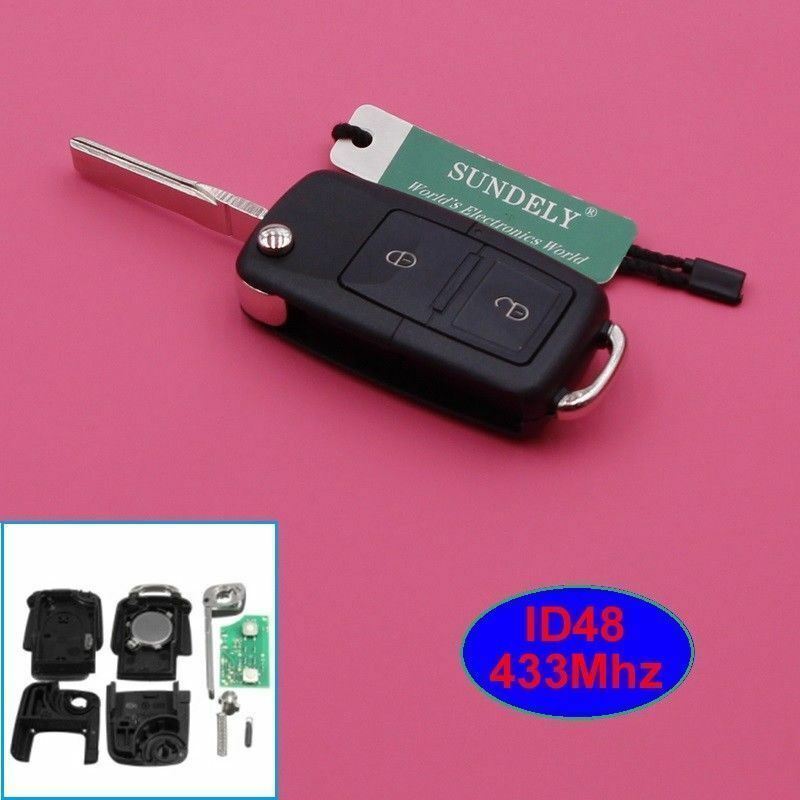 Fits Skoda Volkswagen Seat 1J0 959 753 AG 433MHz 2 Button ID48 Car Key Fob