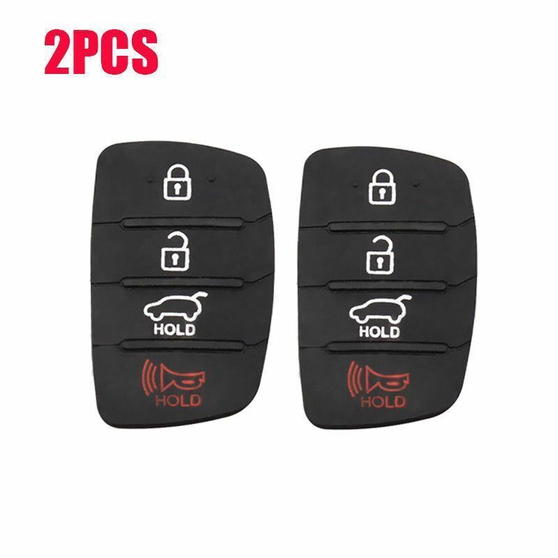 Fits Hyundai Black 4 Button Remote Key Shell Case Cover Replacement Rubber Pad