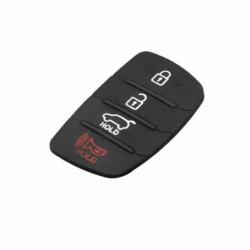 Fits Hyundai Black 4 Button Remote Key Shell Case Cover Replacement Rubber Pad