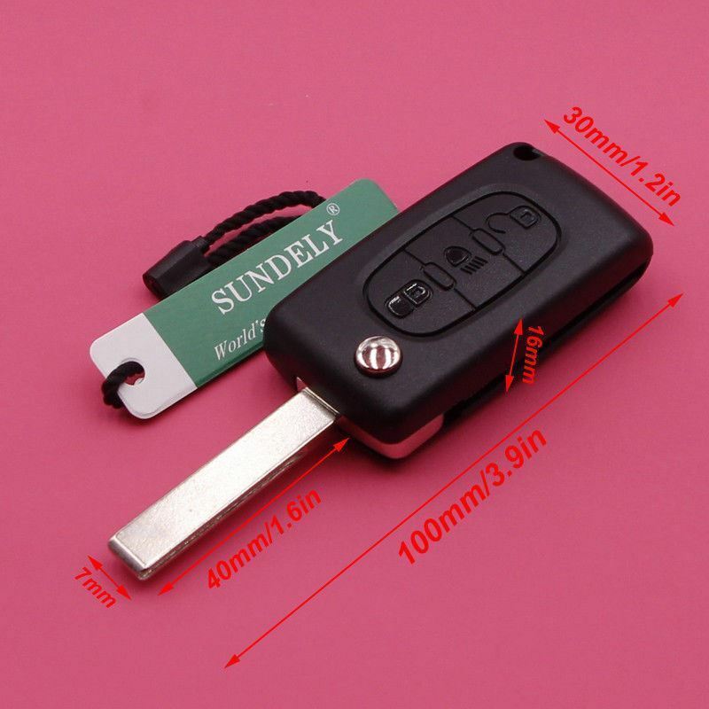 Fits Citroen C3 C2 C5 C4 HU83 434MHz PCF7941 3 Button Uncut Blade Remote Key Fob