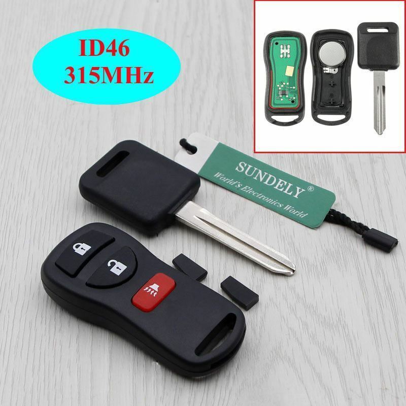 Fits Nissan KBRASTU15 46 Transponder Chip Key 315MHZ 3 Button Remote Car Key Fob