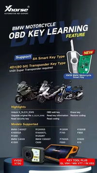 Thumbnail for XHORSE XSBMM0GL XM38 Series Smart Flip Key 3B with 8A Chip OBD Key Learning Feature for BMW Motorcycle C400GT K1600GA R1250