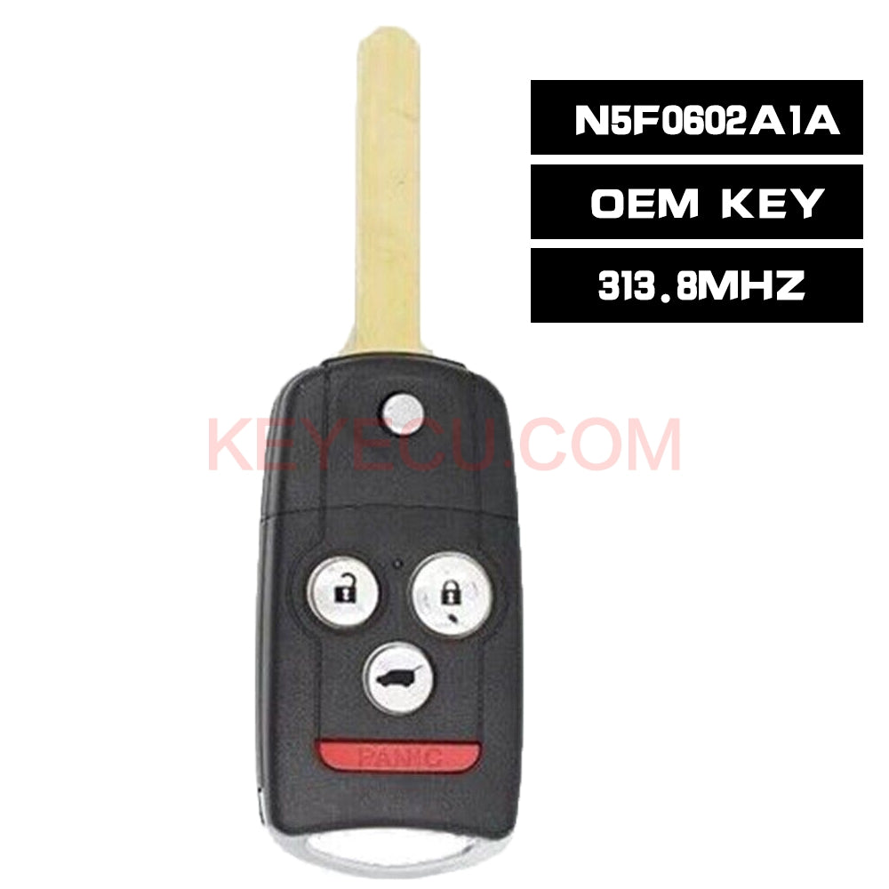 N5F0602A1A OEM BOARD Flip Key Fob 4 Button-Hatch 313.8MHZ for Acura 2007-2013 MDX